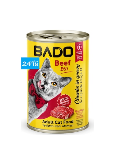 Bado Yetişkin Yaş Kedi Maması Etli Biftekli 400gr 24'lü
