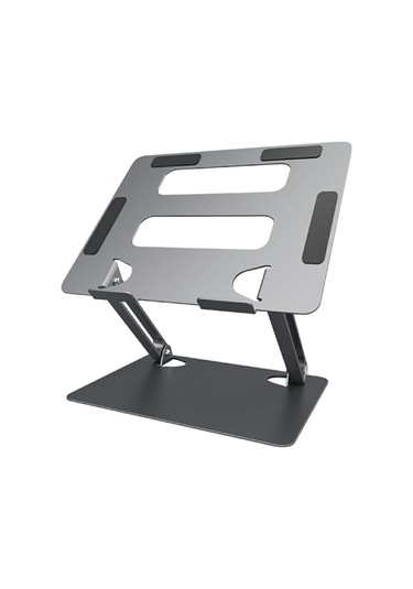 L303 Alüminyum Alaşımlı Ayarlanabilir Tablet Standı, 17,3 İnçe Kadar Cihazlar Katlanabilir Soğutma Dizüstü Bilgisayar Yükselticisi Gri