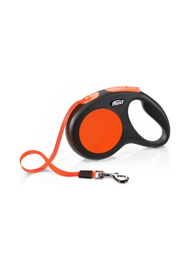 Flexi New Neon Medium Otomatik Tasma 5 Mt Şerit Turuncu