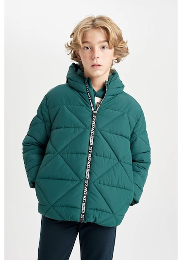 DeFacto Erkek Çocuk Su İtici Kapüşonlu Fermuarlı Cepli Mont C7385A824WNGN383