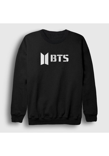 Presmono Unisex Logo Bts Sweatshirt Siyah