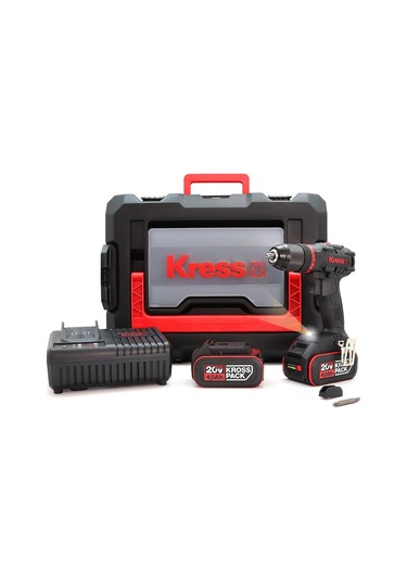 Kress KUC30 20V/4.0Ah Li-İon Çift Akülü Kömürsüz Profesyonel Şarjlı Darbeli Matkap