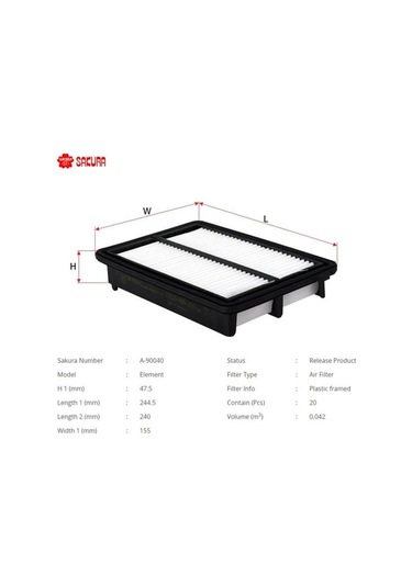 SAKURA A90040 Hava Filtresi Crv 2.0 16V 13-