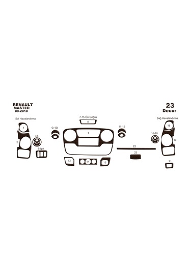 Renault Master Movano İnterstar Konsol-torpido Kaplama 2010 23 Parça -koyu Meşe Seçenek