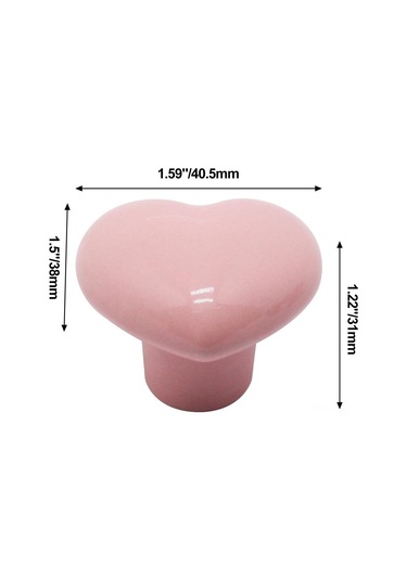 Singree "pembe Seramik Kalp Şekilli Çekmece Kolu - 6 Adet, Mobilya Ve Dolap Dekorasyonu İçin"