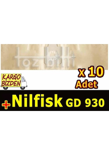 Nilfisk Gd 930 Süpürge Toz Torbası Kağıt, 10 Adet