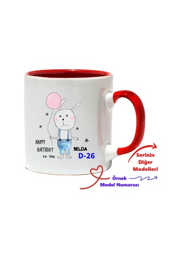 Kişiye Özel Kırmızı Kupa, Doğum Günü Kırmızı Kupa Bardak D Serisi