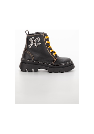 ŞirinGenç Ortopedik Bağlı Fermuarlı Deri Sarı Kız Çocuk Bot-2132 Sarı