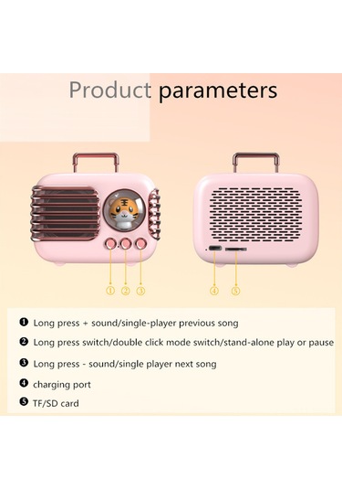 Springsun Dw09 Bluetooth Hoparlör 5.0, 5w Ses, Tws Bağlantı, Tf Kart Desteği, El İstemsiz Arama, Minyatür Gece Lambası