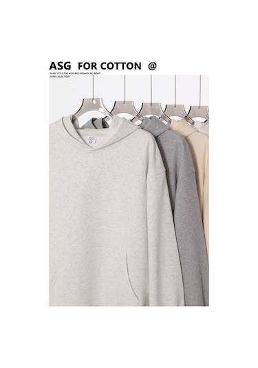 Edwardest 2025 Sonbahar Ve Kış Ağır 420g Düz Renk Havlu Kumaş Kapüşonlu Sweatshirt Açık Mavi