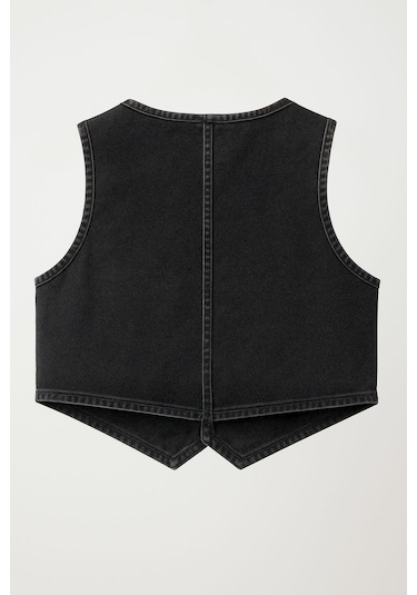 Kadın Düğmeli Jean Yelek Mavi