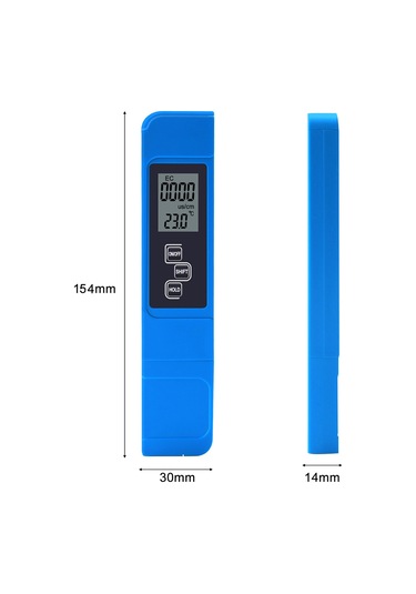 Kosona Mavi 3'ü Bir Arada Taşınabilir Su Kalitesi Test Cihazı - Ec, Tds Ve Sıcaklık Ölçer Pil Dahil Değil Mavi