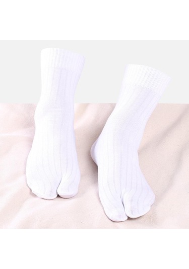 Suntek Elastik Pamuk Tabi Çorap 2 Parmaklı Parmak Arası Terlik Beyaz