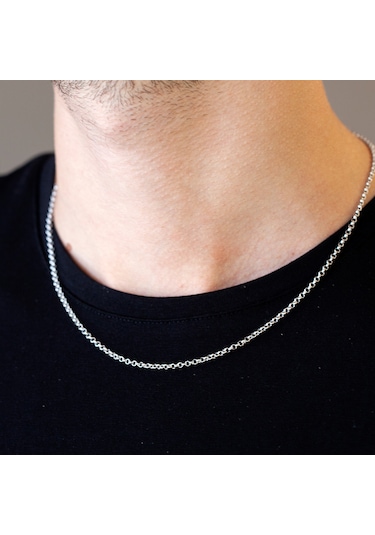 14 Ayar Altın Beyaz 50 Cm Erkek Zincir Kolye