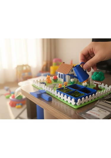 Kutpia Mini Bahçe Çocuk Oyun Ve Eğitim Seti 25x19cm - Sevimli Kediler Mavi