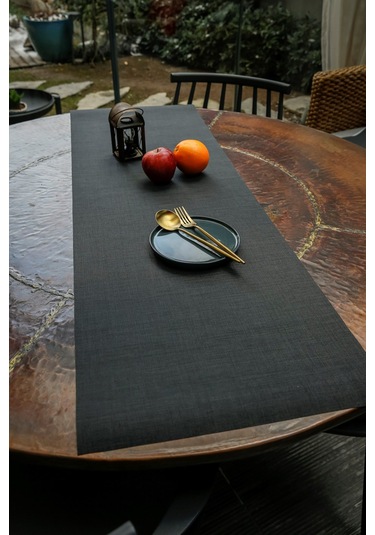 Modern Lazer Kesim Siyah Runner 40 x 140 cm