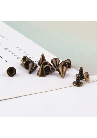 Bronze 10 Takım 7 10mm Mermi Koni Renkli Çıtçıt Ve Sivri Giysiler Için Dıy El Sanatları Konfeksiyon Perçinler Deri Çanta Ayakkabı Bronz