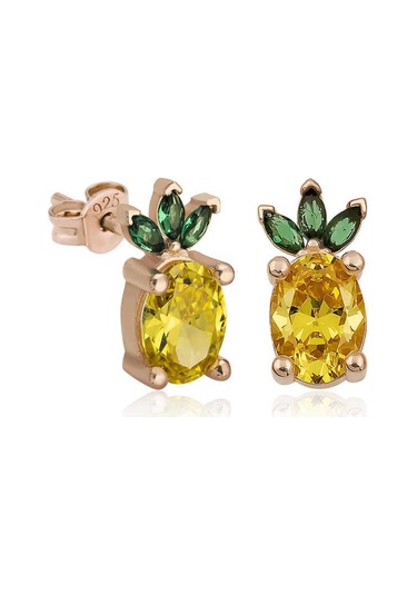 Caelo Gümüş Ananas Figür Meyve Çivi Küpe