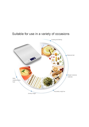 Geeksen Lm-011 Ev Ofisi Dijital Terazi, 304 Paslanmaz Çelik, 5kg Hassas Ağırlık Ölçümü, Lcd Gölge Ekranı, 2 Aaa Pil Gerekli Gümüş