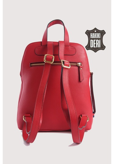 Hakiki Deri Kadın Sırt Çantası Kırmızı Smr9209 Kirmizi