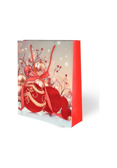 Yılbaşı Varak Baskılı Lüks Karton Çanta 26x32 - Noel