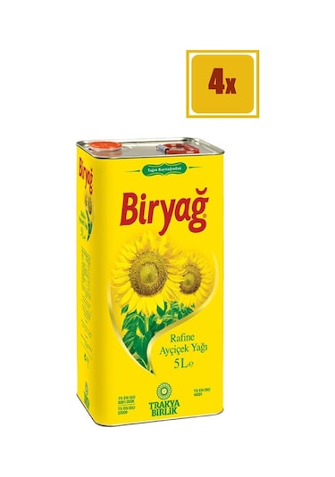 Biryağ Ayçiçek Yağı 5 Lt 4'lü Set
