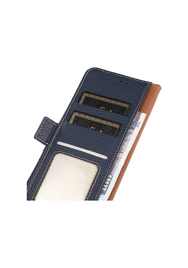 Moda Ctrx İphone Uyumlu 16 Pro Uyumlu Khazneh Yan Manyetik Litchi Hakiki Deri Rfıd Kılıf Diğer