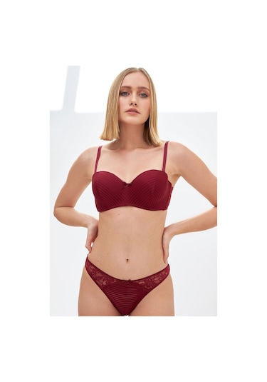 Nbb Kadın Bordo Straplez Sütyen Külot Takım (544179852)