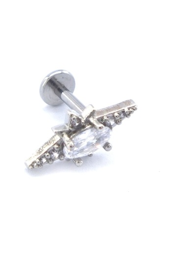 Ferizz 316l Çelik Zirkon Taşlı Kutup Yıldızı Piercing Prc-156 Gümüş