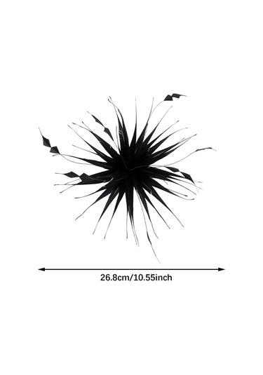 Suntek Çiçek Tüy Broş El Yapımı Saç Tokası 26,8-cm-siyah Siyah