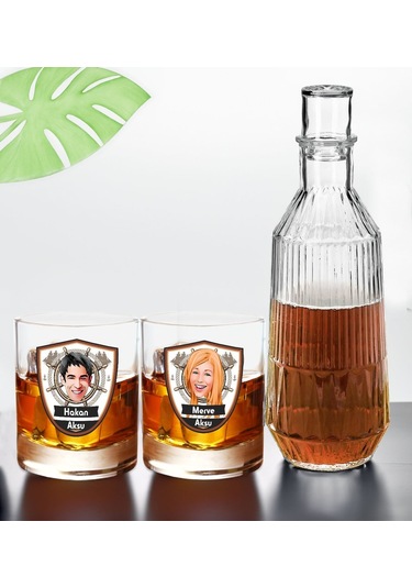 Bk Gift Kişiye Özel İsimli Dtf Karikatürlü Denizci Tasarımlı İkili Viski Kadehi Ve Karaf Seti-2, Arkadaşa Hediye, Sevgiliye Hediye Kobitmeyencom30443