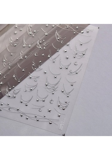 Yıldız Ay Aşk Kalp Kolye Kavisli Çizgi Ark Sıcak Damgalama Retro 5d Nail Art Etiketler Dekorasyon Yapışkanlı Manikür Çıkartmaları Dıy Gökyüzü Mavi