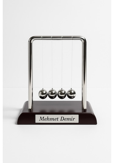 İsim Yazılı Kişiye Özel Newton Sarkaçı Metal Denge Topu Masaüstü Ofis Şık Dekoratif Hediye Küçük Boy