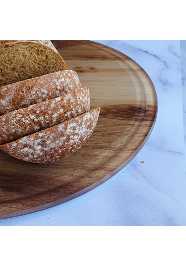 Kanallı Cam Kesme Tablası | Yeni Ahşap Desen | Çap32cm