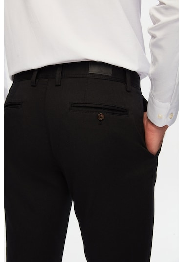 Twn Slim Fit Siyah Armürlü Chino Pantolon 6ecc3s208232m 001