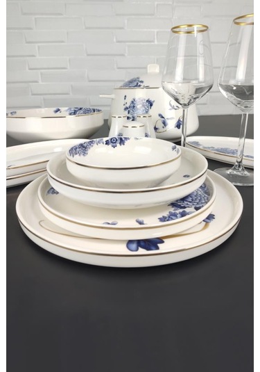 Roy King Blue Blanch 60 Parça Bone China Yemek Takımı Dsn 042