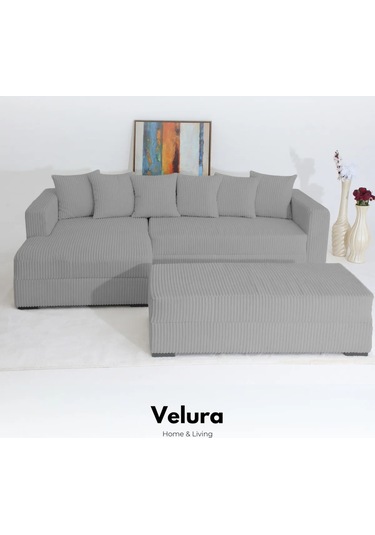 Yumi Köşe Takımı - Fitil Kumaş Gri