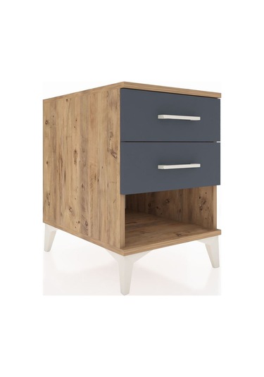 Kronos Komodin 2 Çekmeceli 44x59x64 Çam-antrasit Atlas Çam