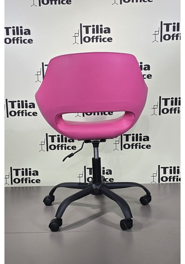 Monaco Çalışma Kesim Koltuğu Yonca Tekerlekli Siyah Ayak Pembe