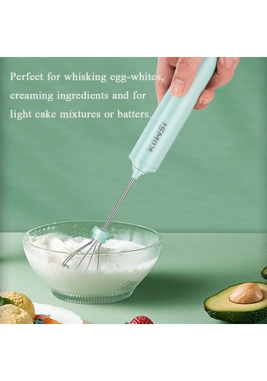 Hombey Halka El Tipi Elektrikli Mikser - 4 Hızlı, Kablosuz, Usb Şarjlı - Beyaz, Krema, Yumurta Karıştırıcı - Minik, Taşınabilir, Hamur Ve Kremalar İçin Yeşil
