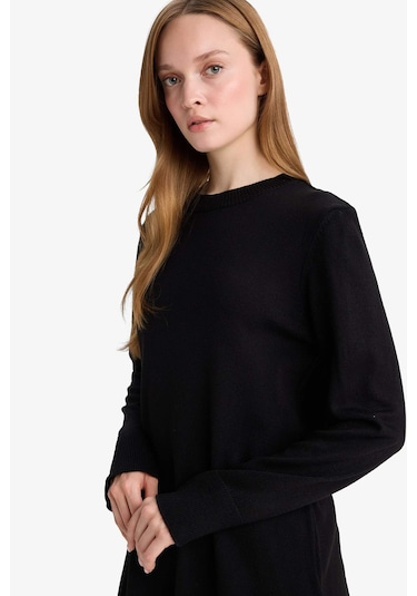 Defacto Regular Fit Bisiklet Yaka Yırtmaçlı Basic Düz Tunik H3431az25wnbk27 Siyah