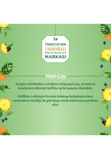 Doğadan Ananas Açaili Yeşil Süzen Poşet Çay 20'li