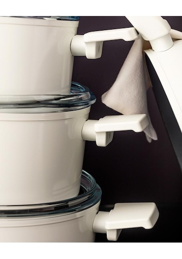 Madame Coco Nano Seramik 7 Parça Tencere Seti Antrasit - Beyaz