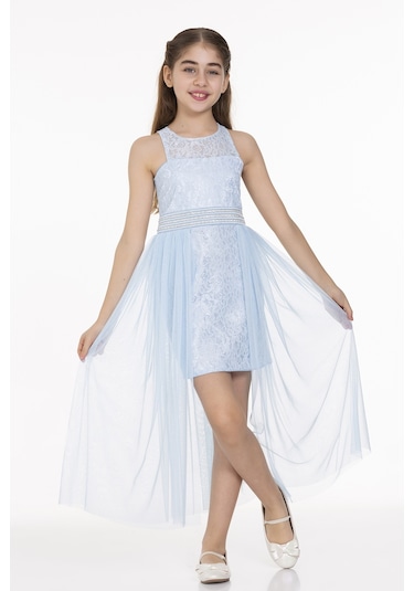 Ahengim Kız Çocuk İnci Taşlı Tüllü Trend Abiye Ak2229 001