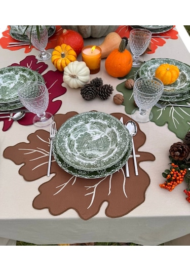 Yaprak Model 4 Kişilik Amerikan Servis Kahverengi