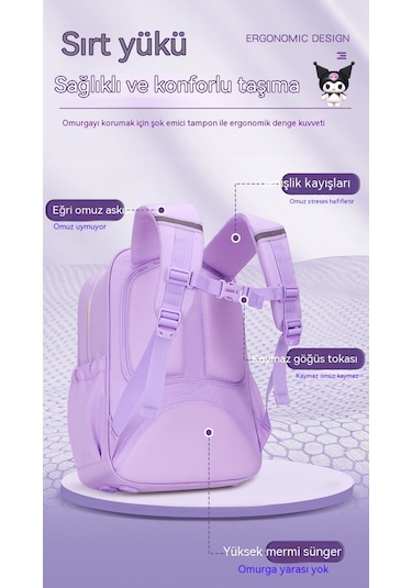 Sevimli Kuromi Öğrenci Hafif Okul Çantası - Pembe - Büyük