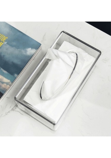 Teltree Şeffaf Akrilik Peçete Kutusu - Mutfak, Banyo Ve Masaüstü İçin Dayanıklı Saklama Kutusu 22x12x9 Cm Şeffaf