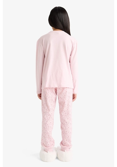 Defacto Kız Çocuk Regular Fit 2li Pijama Takımı Baskılı Uzun Kollu Üst Desenli Uzun Alt F6215a825wnpn688 Pembe