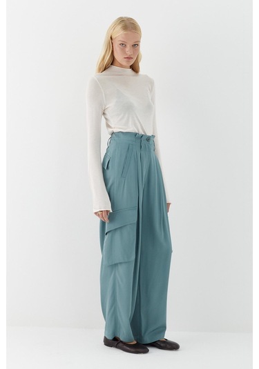 Dökümlü Kargo Pantolon Mint Mint