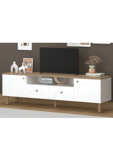 Just Home 2 Kapak 2 Çekmeceli Bohem Tv Ünitesi - Beyaz / Sepet - 55x44x180 Cm Beyaz / Sepet Just Home 2 Kapak 2 Çekmeceli Bohem Tv Ünitesi - Beyaz / Sepet - 55x44x180 Cm Beyaz / Sepet